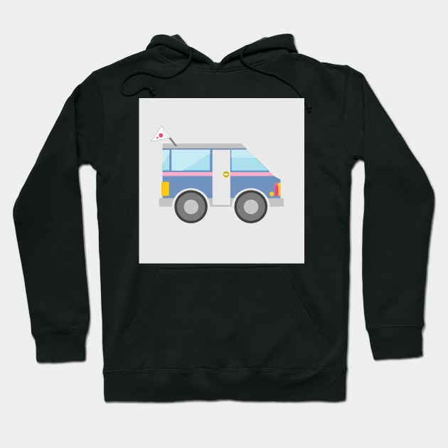 blue van road trip Hoodie by prettyguardianstudio